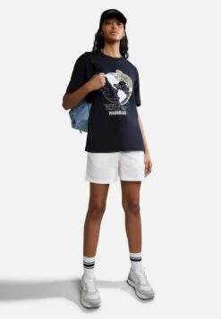 Napapijri Unisex - T-Shirt Print - Blu Marine -Napapijri 7a1e5f02732c460ca99900f35f5dc162