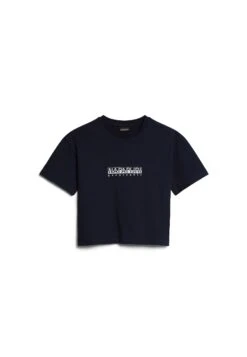 Napapijri Box Cropped - T-Shirt Print - Blu Marine